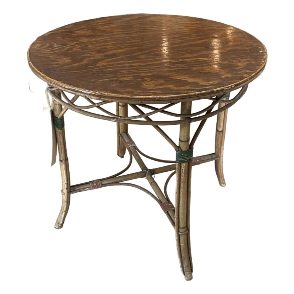 Victorian Bamboo & Rattan Side Table